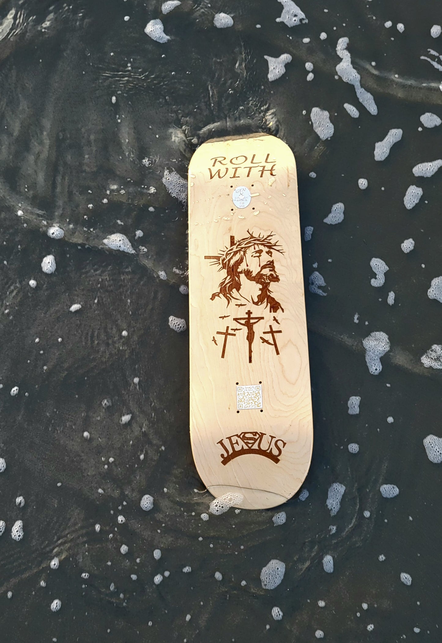 Roll with Jesus skateboard. Made by Gen-X to save the next Generations