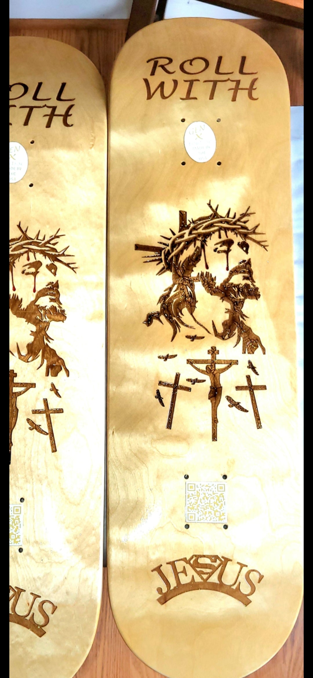 Roll with Jesus skateboard. Made by Gen-X to save the next Generations